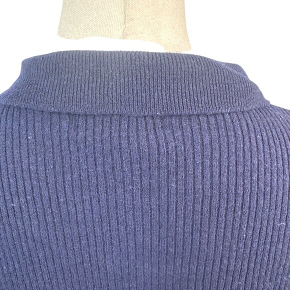 Banana Republic Navy Blue Medium Merino Wool Zip Collar Sweater Jacket - Picture 6 of 11